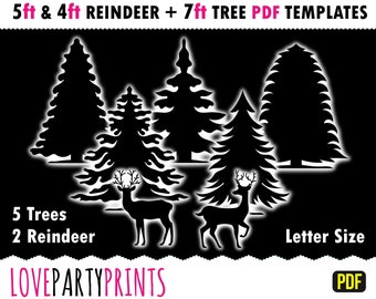 Rendieren boom stencil sjabloon, rendieren 4ft & 5ft, boom 7ft, buiten kerst sjablonen, 8,5 "x 11" PDF, Home decor, Instant Download, BT54