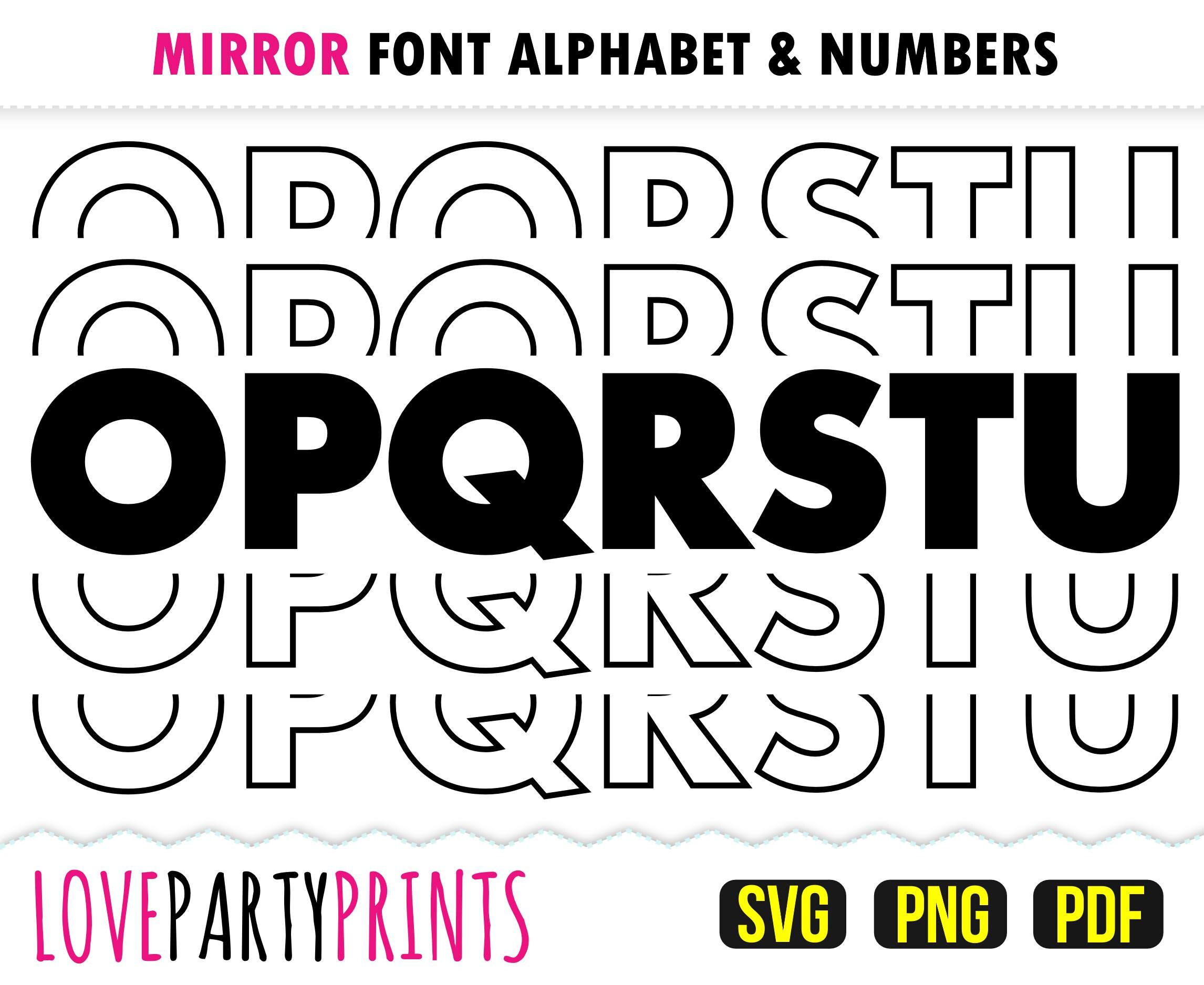 Mirror Font SVG, PNG and Pdf Files, Full Alphabet, Stacked Letters ...