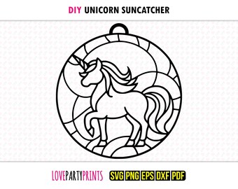 Unicorn Suncatcher SVG, Dxf, Png, Pdf, Eps, Window Ornament Sun Catcher, Laser Cutter Silhouette Vector Clip Art, Cutting Files, 1360