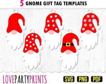 Gnome Gift Tag SVG PNG PDF, Gift Tag Svg, Bundle Gift Tags Svg, Christmas Tags Svg, Gnome Label Svg, Instant Download, 1271