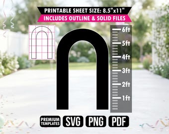 Modello ad arco sottile a grandezza naturale Chiara Sfondo con palloncini Ritagliato Accessorio per feste di matrimonio SVG PDF PNG