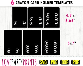 Coloring card Svg, DXF, PNG, PDF, Colouring Card Holder Template, Kids Crayon Holder Template, Crayon Holder Valentine, Kids Craft, 1039
