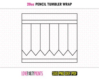 Bleistift Tumbler SVG, DXF, PNG, Pdf, 20 Unzen Skinny Tumbler Template, Schule Tumbler Wrap Datei, 20 Unzen gerade Wand, Vorlage Schnittdatei, 835