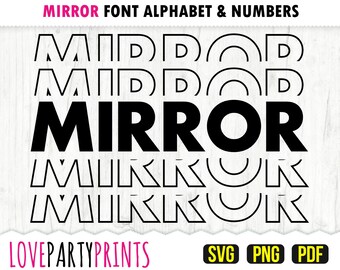 Mirror Font SVG, PNG and Pdf files, Full Alphabet, Stacked Letters, 300dpi High Quality, Silhouette Vector, Create your own banner, 829