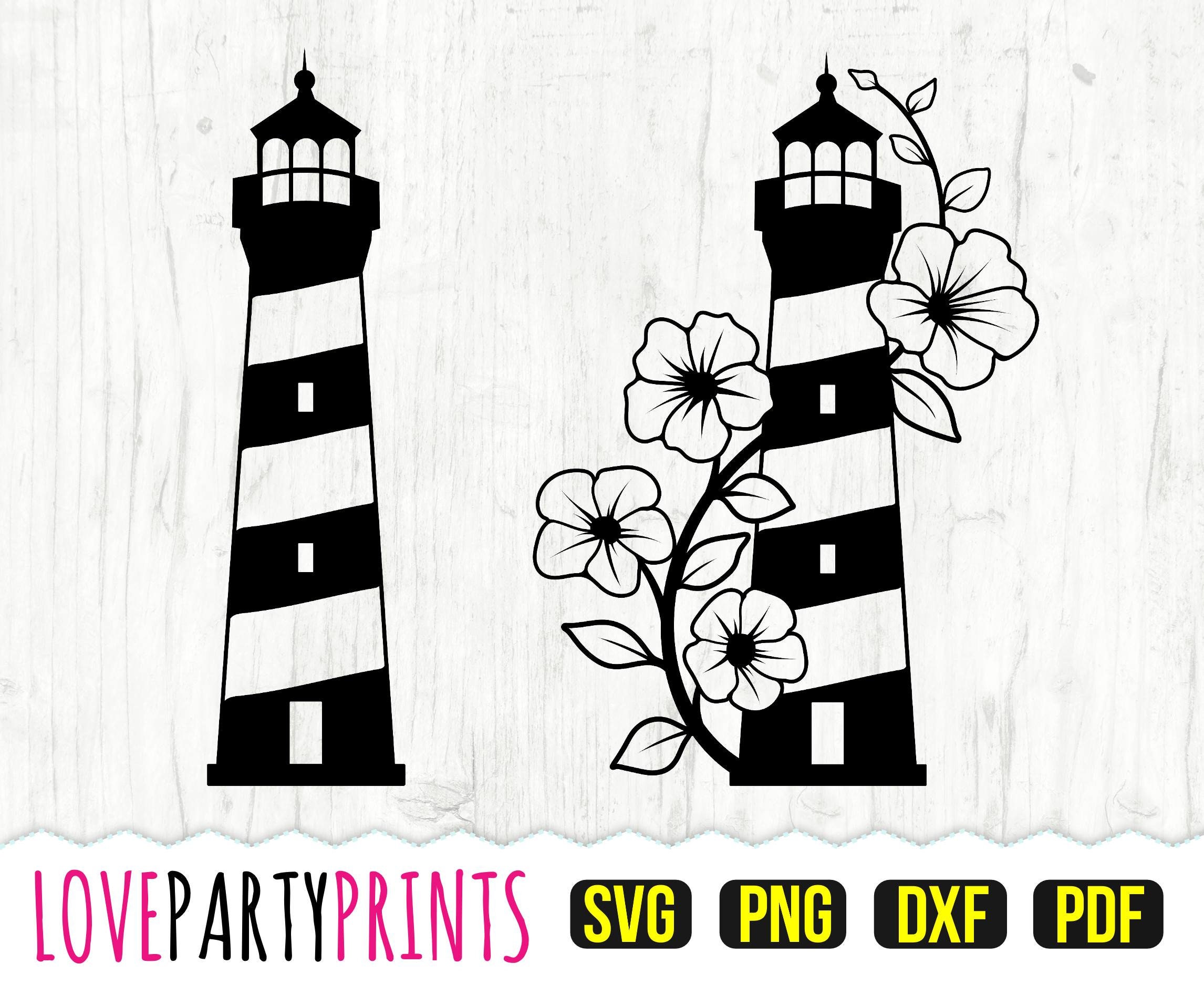 Download Floral Lighthouse Svg Dxf Png Pdf Lighthouse Svg Ocean Etsy