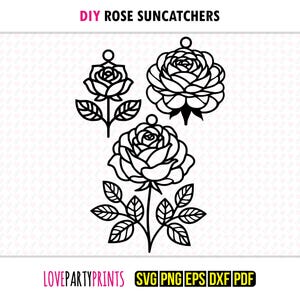 Hanging Rose Suncatcher SVG, DXF PNG Pdf Eps, Valentine Mandala Roses Flower Ornament Sun Catcher, Laser Cut Silhouette Vector Clipart, 1448