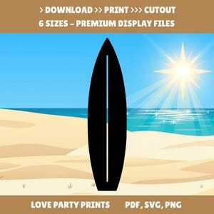 Surfboard Template Large Stencil Print Cut Giant Beach Backdrop Summer Luau Prop SVG PDF