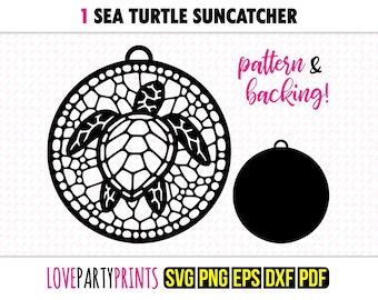 Sea Turtle Suncatcher SVG, Dxf, Png, Pdf, Eps, Window Ornament Sun Catcher, Laser Cutter Silhouette Vector Clip Art, Cutting Files, 1316