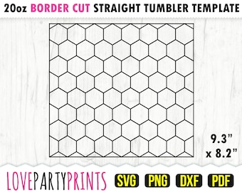 Honeycomb Tumbler SVG, DXF, PNG, Pdf, 20 oz Skinny Tumbler Template, Tumbler Wrap File, 20oz Straight Wall, Template Cut File, (svg956)