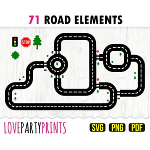 Road Templates SVG PNG PDF, Race Track Elements, Road Blocks, Curved Road, Straight Road, Asphalt Highway, Road Clipart, Roundabout, 1283