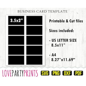 Visitenkarte Vorlage SVG, PDF, png, dxf, Blanko-Vorlage, Blanko-Label, Visitenkarte 3,5 x 2", US Letter und A4 Größe, CA66