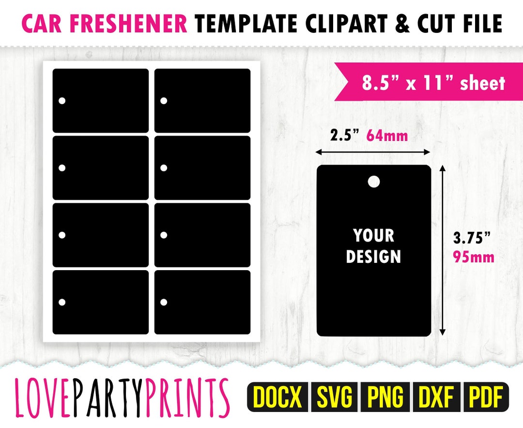 Car Freshener Template Svg, Pdf, Png, Dxf, 64x95mm Air Freshener