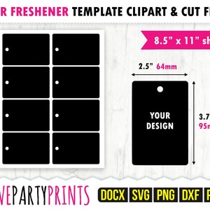 Car Freshener Template Svg, Pdf, Png, Dxf, 64x95mm Air Freshener Template, 8.5"x11", Blank Template, US Letter Pdf, Ms Word Docx, 1228