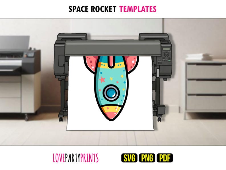 Rocket Ship Cut Out Template PDF SVG Png, Print & Cut, DIY Party Wall ...