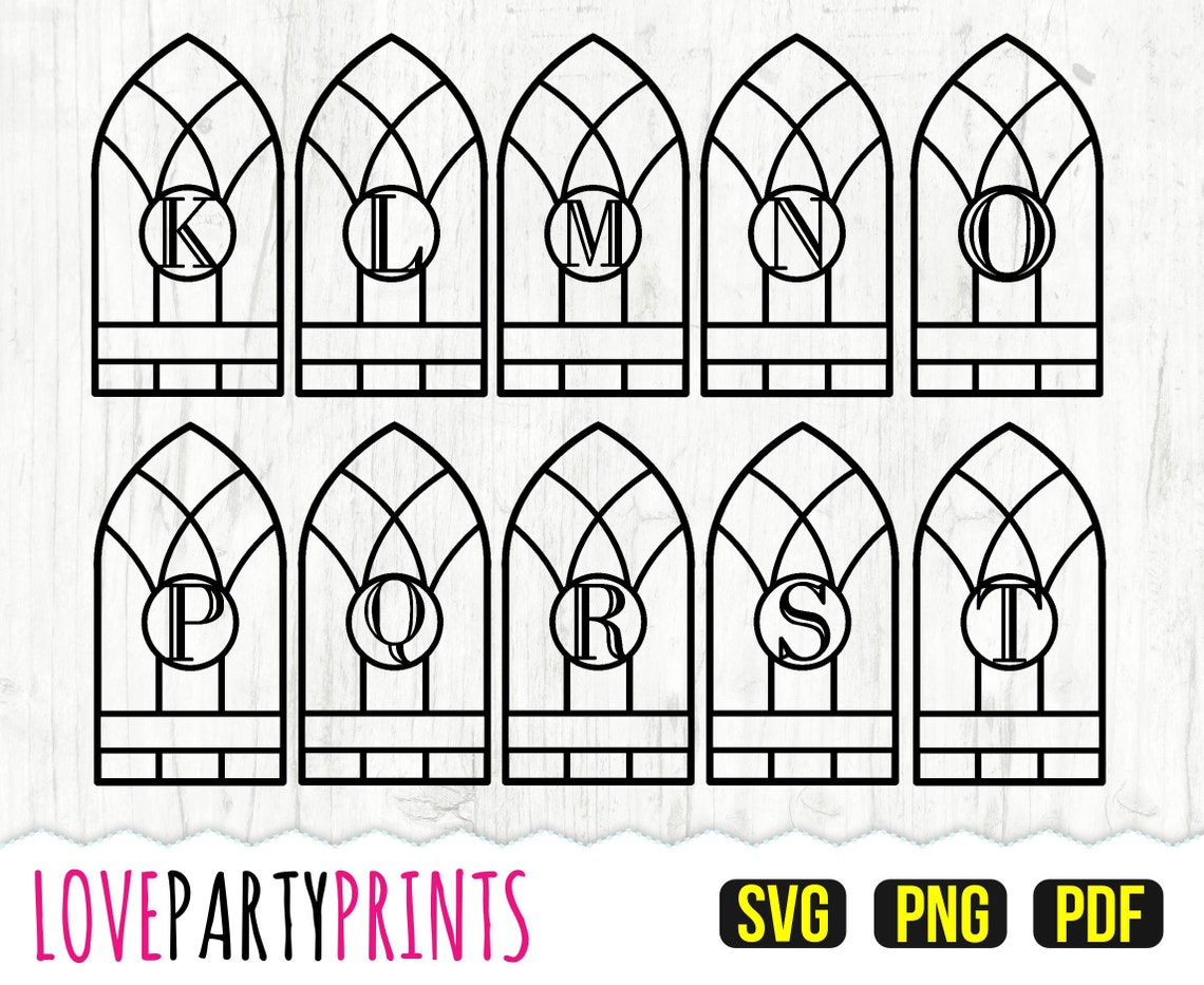Arch Window Monograms SVG, PNG, PDF, Window Frame Monograms, Gothic ...