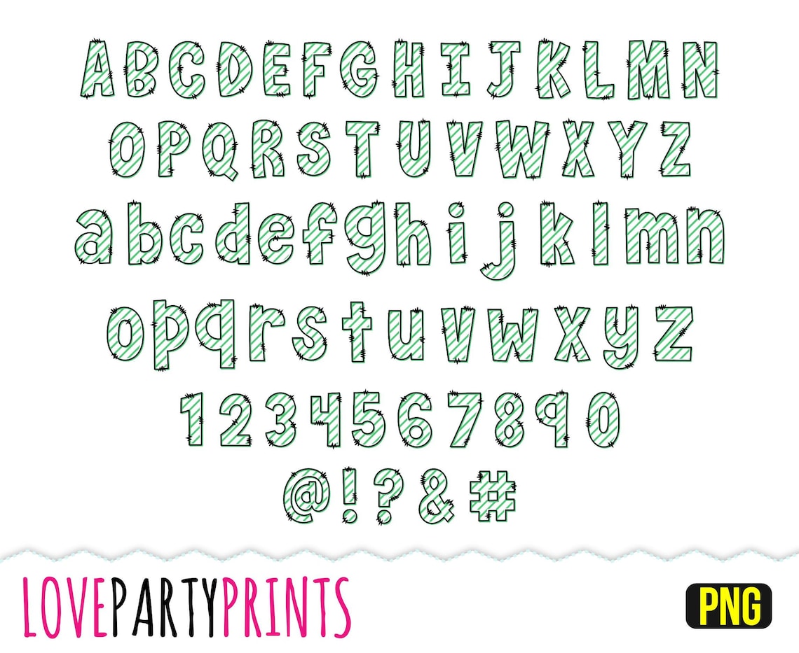 Emerald Green Letters Numbers Doodle Bundle Uppercase & - Etsy