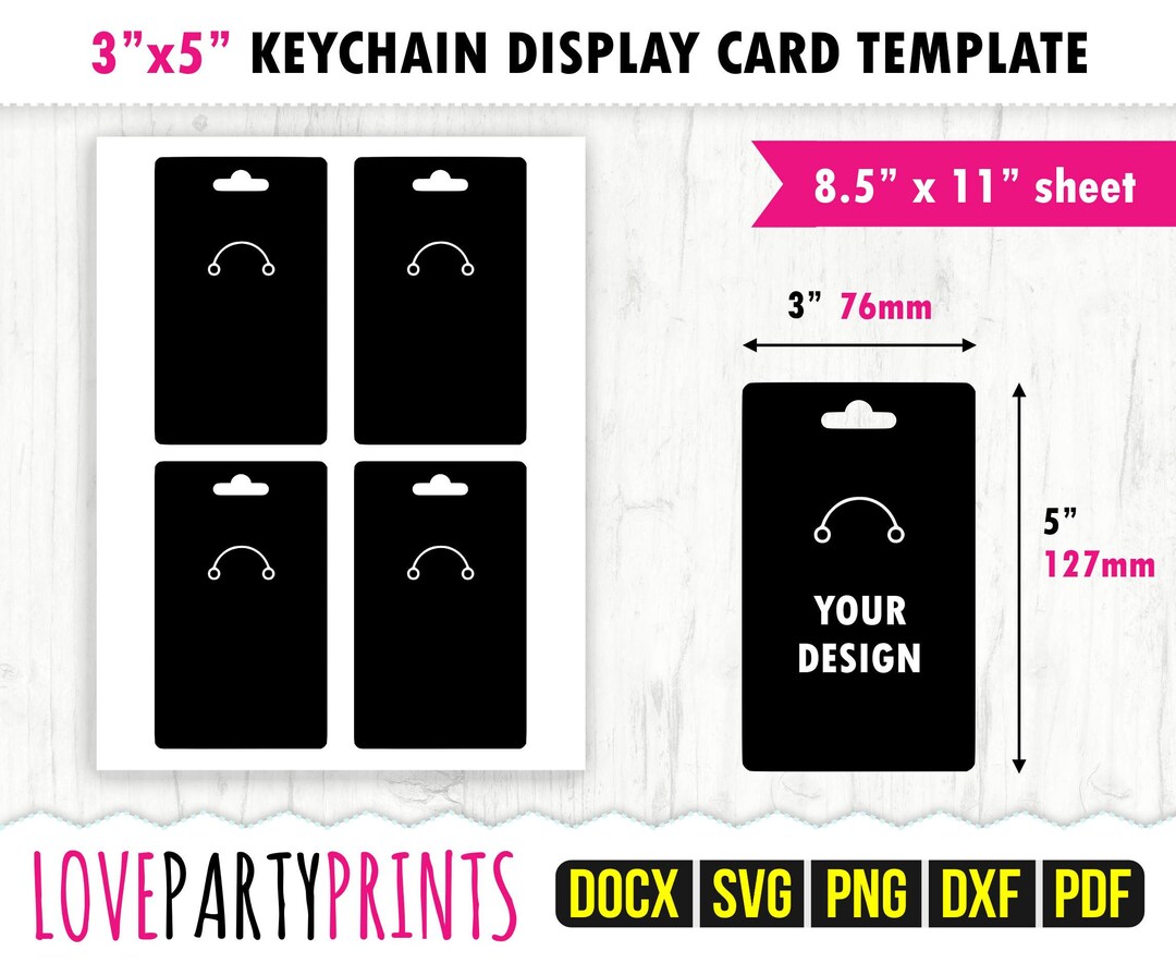Keychain Display Card Template SVG, PDF, Png, Dxf, Blank Keychain
