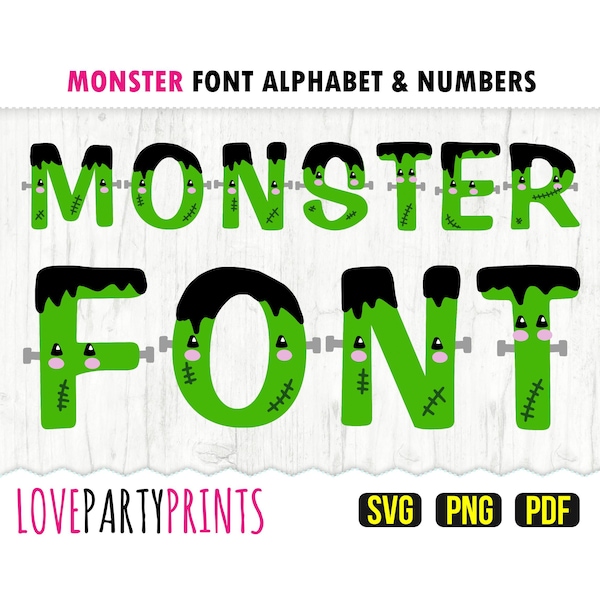 MONSTER FONT SVG, Png, Pdf, Monster Alphabet, Monster Numbers, Monster Clipart Font, Monster Font Svg, Clipart Font, Svg Font, anb68