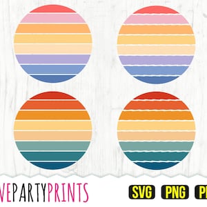 Retro Sunset Svg Clipart, DXF, PNG, PDF, Distressed Sunset Svg, Vintage Sunset Svg, Sunset Cut files, Retro Sunset Clipart, 1178