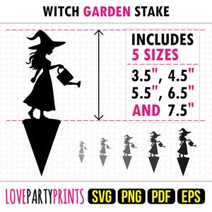 Hexengartenstecker, SVG, PNG, EPS, Pdf, Blumentopfstecker, Gartenstecker, Halloween Beetstecker, Laserschnittdateien und maschinengeschnittene Dateien, 1904