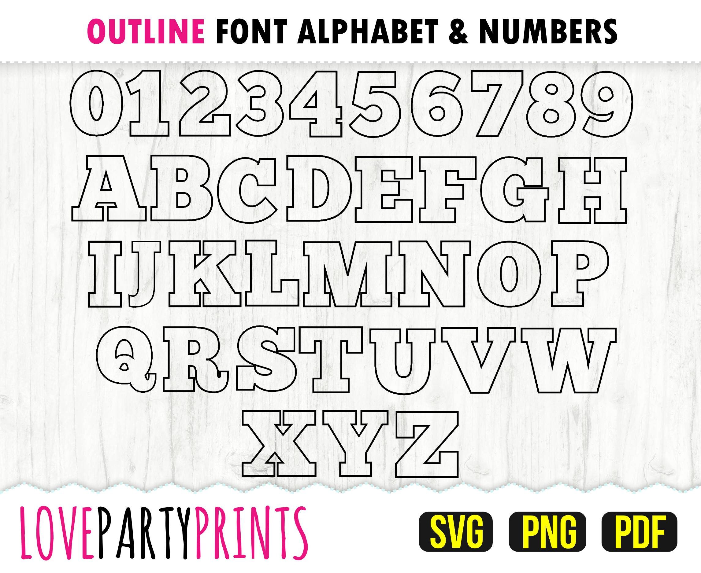 OUTLINE LETTERS and Numbers SVG Png and Pdf Files 300dpi - Etsy UK