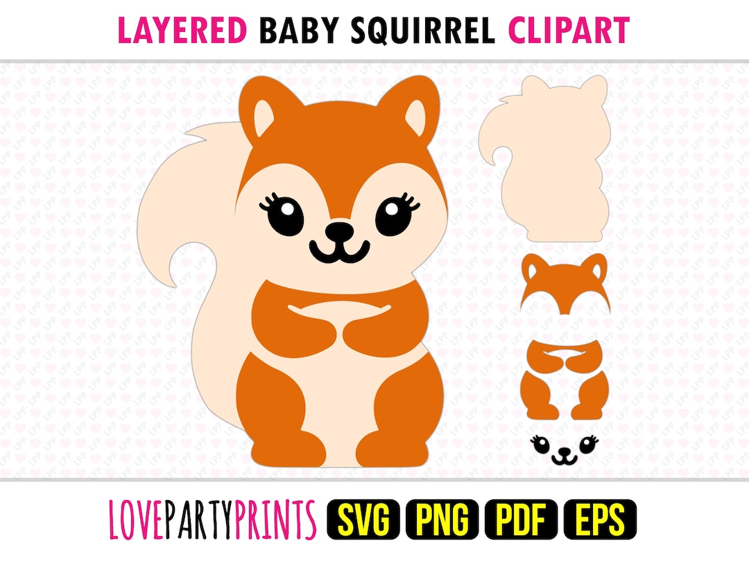 Sitting Baby Squirrel Clipart SVG, PNG EPS Pdf, Cute Woodland Forest ...