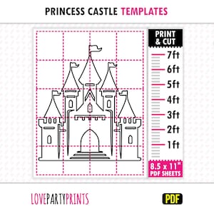 Princess Castle Stencil PDF, Birthday Wedding Life Size Silhouette Props Template Decoration, 1ft-7ft, Printable Templates, Instant Download