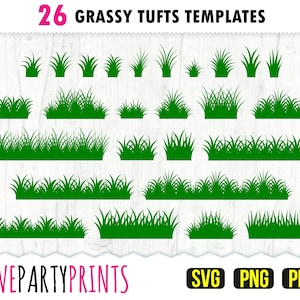 Gräsbevuxna tuvor SVG PNG PDF, gräs Clipart gräsklumpar, gräsmallar, gräskanter, gräsöverlägg, direktnedladdning, 1252