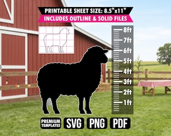 Giant Sheep Template Life Size Lamb Cutout Farm Party Prop Printable SVG PDF PNG