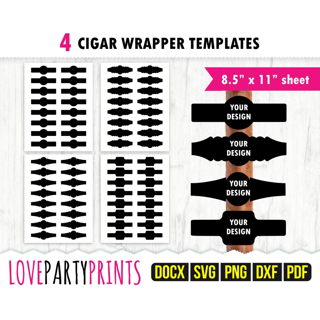 Cigar Wrapper Template SVG, PDF, Png, Dxf, Blank Cigar Label Template ...