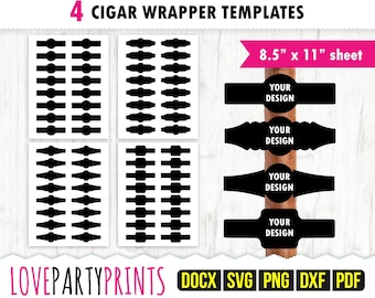 Cigar Wrapper Template SVG, PDF, Png, Dxf, Blank Cigar Label Template, Ms Word Docx, Labels, US Letter Pdf, Svg Cut File, CA147