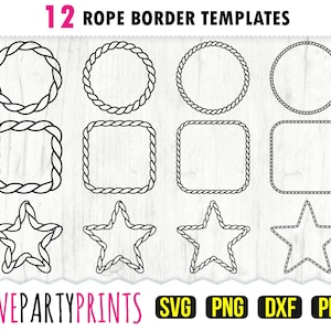 Rope Frame Border SVG, DXF, PNG, Pdf, Rope Border Svg, Western Rodeo Frame, Cowboy Frame Svg, Lasso Frame Svg, Clipart, Cut File, (svg939)