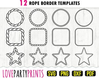 Rope Frame Border SVG, DXF, PNG, Pdf, Rope Border Svg, Western Rodeo Frame, Cowboy Frame Svg, Lasso Frame Svg, Clipart, Cut File, (svg939)