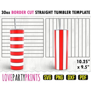 Gobelet à rayures SVG, DXF, PNG, Pdf, modèle de gobelet skinny 30 oz, fichier d'emballage pour gobelet, mur droit de 30 oz, fichier de coupe modèle, (svg971)