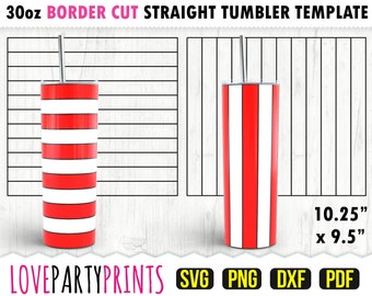 Stripes Tumbler SVG, DXF, PNG, Pdf, 30 oz Skinny Tumbler Template, Tumbler Wrap File, 30oz Straight Wall, Template Cut File, (svg971)