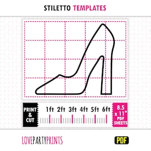 Mosaic Stiletto from Balloons Template PDF, 1ft, 2ft, 3ft, 4ft, 5ft, 6ft, High Heel Mosaic, 8.5"x11" Printable PDF, Instant Download, BT42