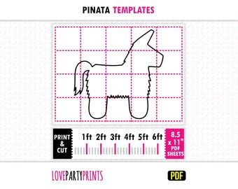 Silueta de piñata (PDF, imprimible y calcado), decoración de pared de granja, 30 a 1.8 m, plantilla imprimible, descarga instantánea