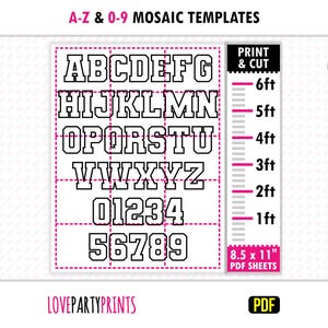 Balloon Mosaic Template BUNDLE, All Square Letters, All Square Numbers, 1ft, 2ft, 3ft, 4ft, 5ft, 6ft, All Sizes, Instant Download, PDF, BT47