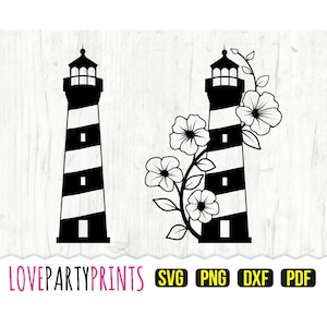 Floral Lighthouse SVG, DXF, PNG, Pdf, Lighthouse Svg, Ocean Svg, Nautical Svg, Papercut Template, Vector Clipart, Cut Files, 812