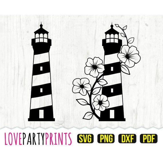 Floral Lighthouse SVG, DXF, PNG, Pdf, Lighthouse Svg, Ocean Svg, Nautical Svg, Papercut Template, Vector Clipart, Cut Files, 812