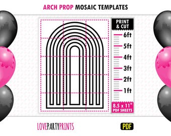 Rainbow Arch Template, All Sizes 1ft to 6ft, Arch Marquee, Mosaic from Balloons, Chiara Backdrop, 8.5"x11" Printable PDF, Instant Download