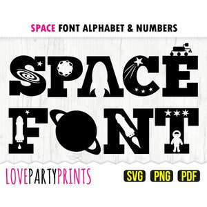 SPACE FONT SVG, Png, Pdf, Space Alphabet and Numbers Clipart, Kids Space Decor, Cut Files, 300dpi High Quality, Create your own banner anb43