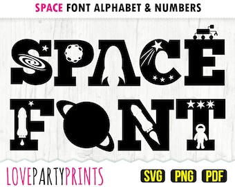 SPACE FONT SVG, Png, Pdf, Space Alphabet and Numbers Clipart, Kids Space Decor, Cut Files, 300dpi High Quality, Create your own banner anb43