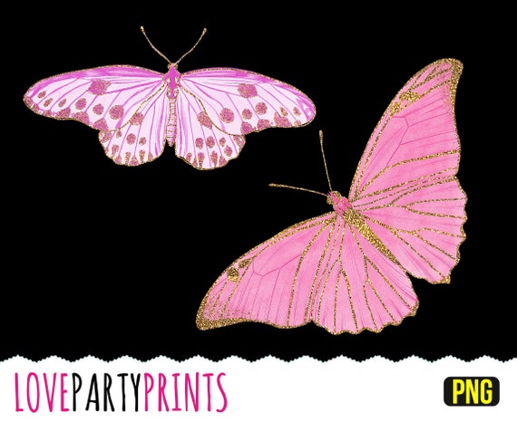 A pink butterfly with gold glitter on Craiyon