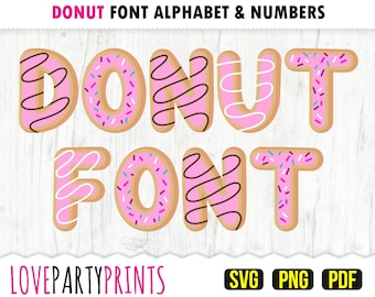 DONUT FONT SVG, Png and Pdf files, 300dpi High Quality, Silhouette Vector, Create your own banner, ANB57