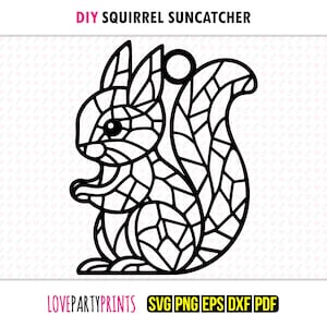 Baby Squirrel Suncatcher SVG, Dxf, Png, Pdf, Eps, Cute Window Ornament, Sun Catcher Machine Laser Cut Silhouette, Vector Clip Art File