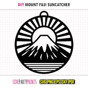 Mount Fuji Suncatcher SVG, Dxf, Png, Pdf, Eps, Japan Mountain Window Ornament Sun Catcher Machine Laser Cut Silhouette, Vector Clip Art File