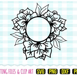 Monogramma floreale Svg, DXF, PNG, PDF, Fiore Svg, Cornice Svg, Monogramma Svg, Clip Art disegnata a mano, File di taglio, 415
