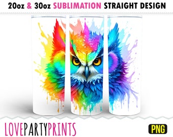 Owl Tumbler Wrap, 20oz & 30oz Skinny Tumbler Sublimation Design, Sublimation Wrap, Splash Wrap, Instant Digital Download, PNG, sub52