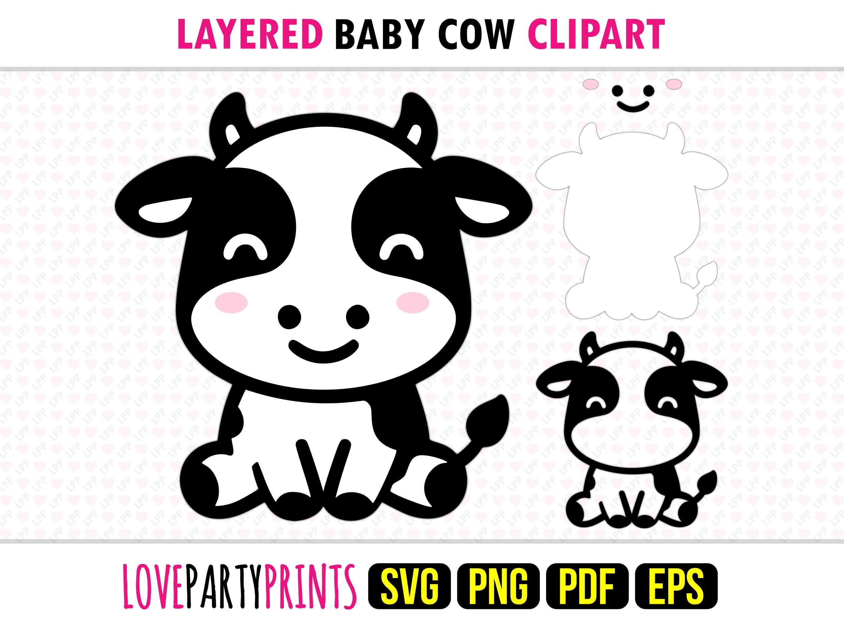 Kids Baby Cow Clipart SVG, PNG EPS Pdf, Cute Farm Animals Clip Art ...